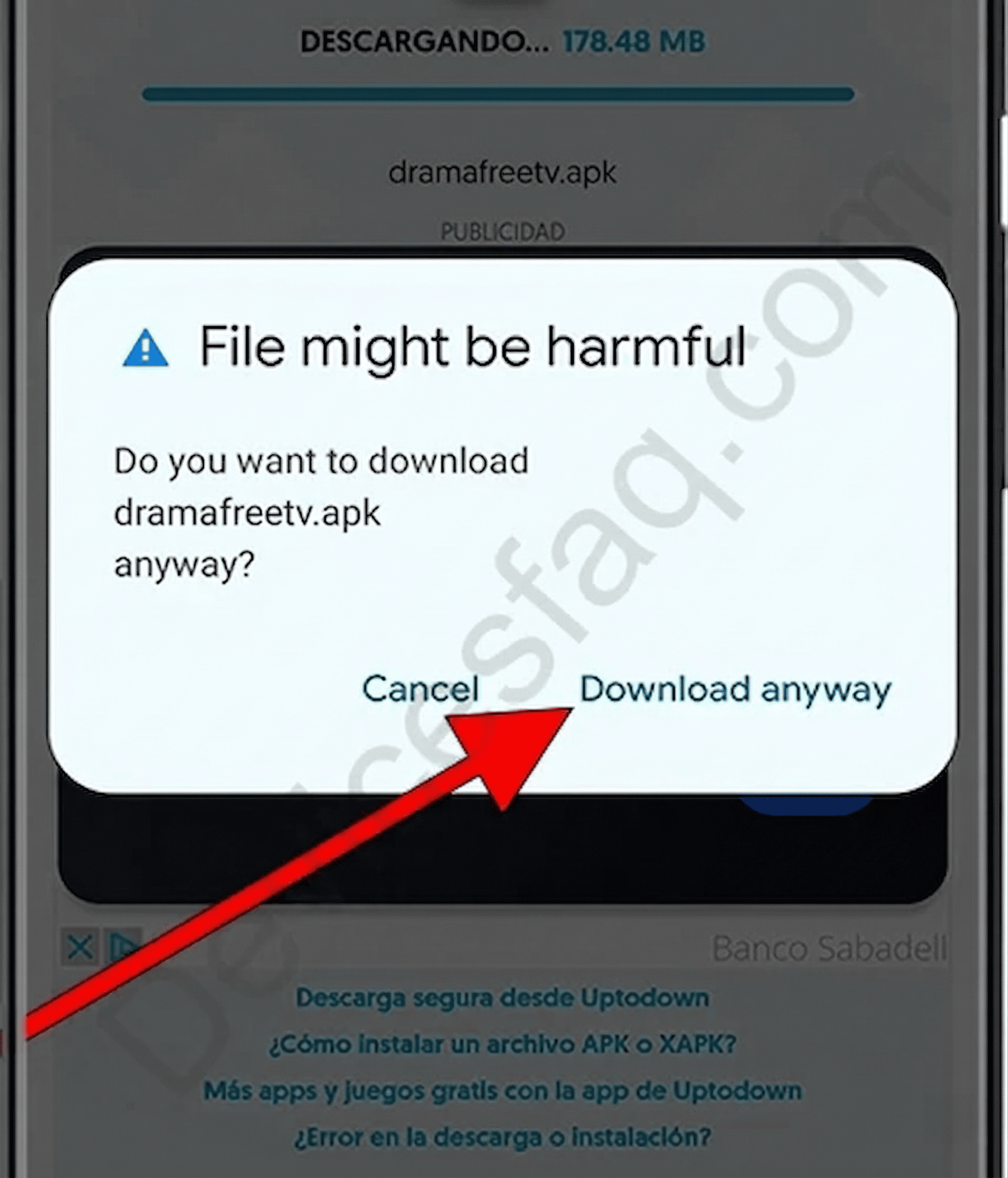 Confirmação de transferência do APK